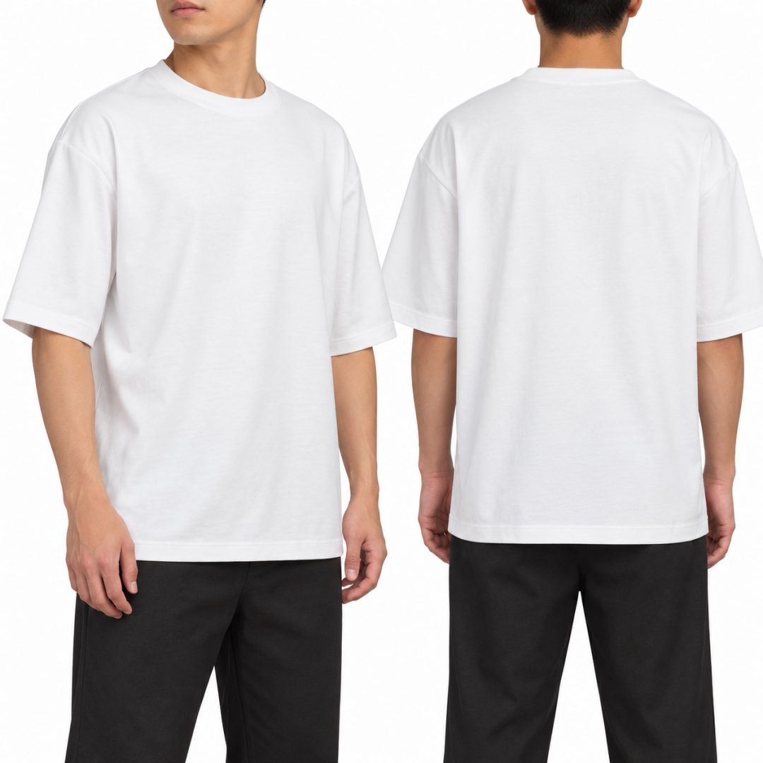 Sıfır Yaka T-shirt Beyaz - Oversize - Numune
