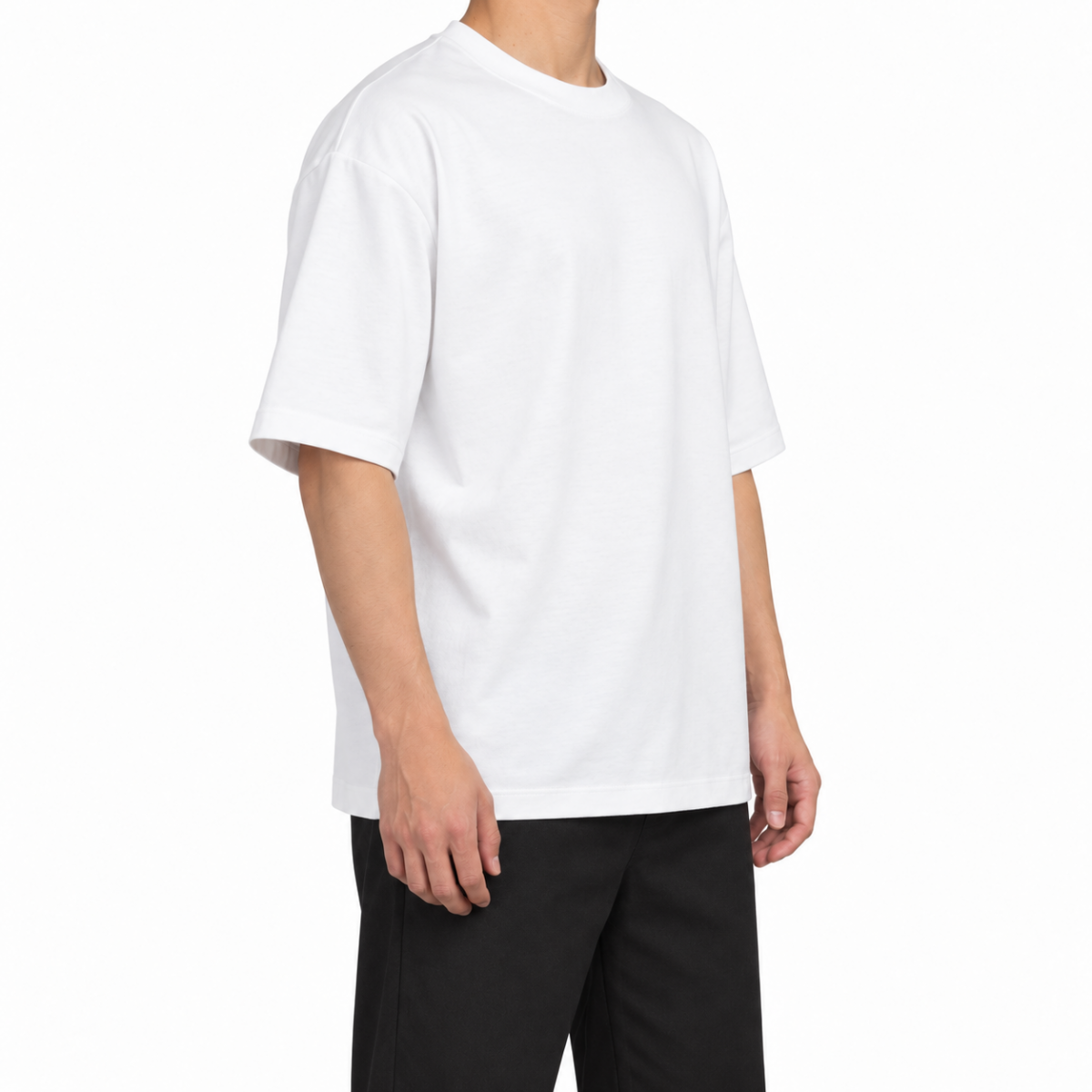 Sıfır Yaka T-shirt Beyaz - Oversize - Numune