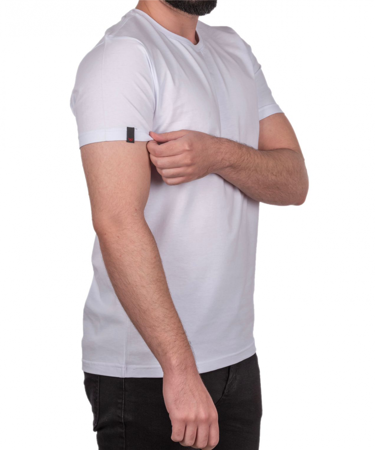 Sıfır Yaka T-shirt Beyaz - Premium- Numune