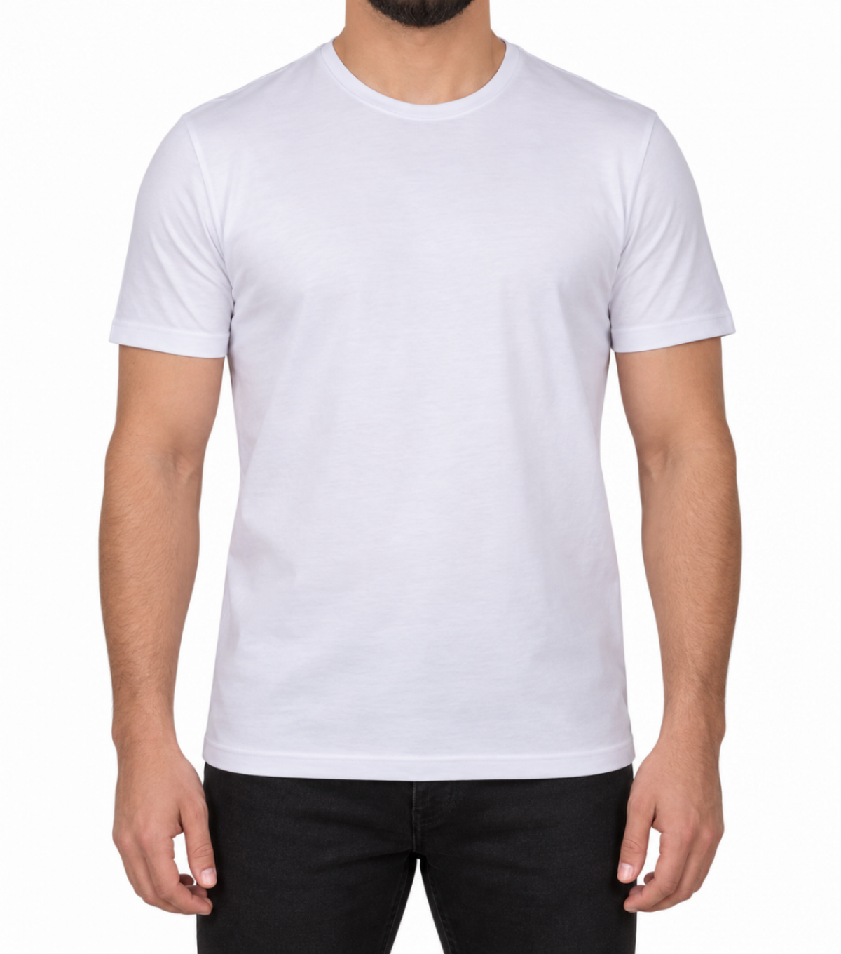 Sıfır Yaka T-shirt Beyaz - Premium- Numune