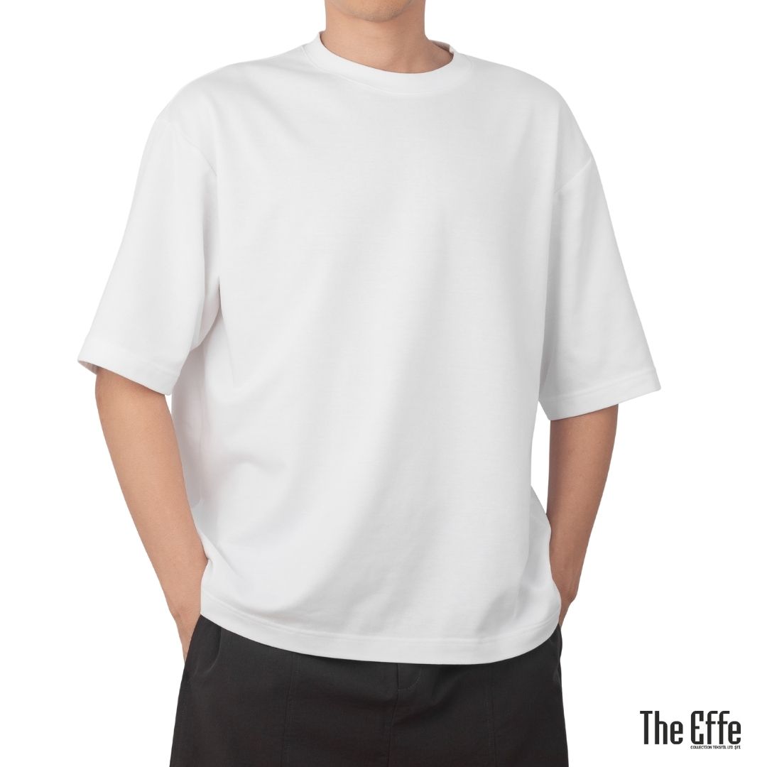 Sıfır Yaka T-shirt Beyaz - Toptan Oversize