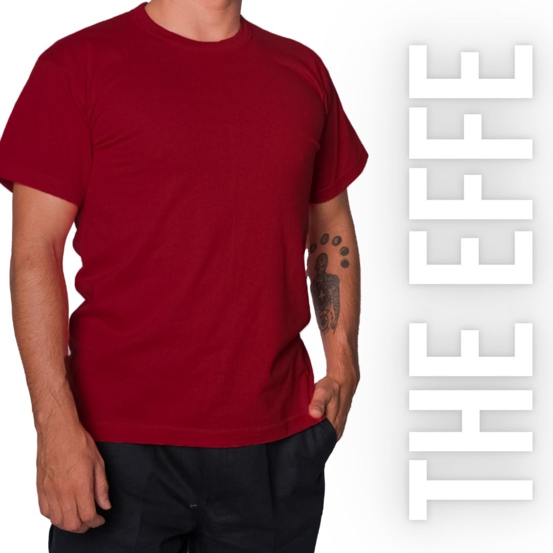 Sıfır Yaka T-shirt Bordo - Company- Numune