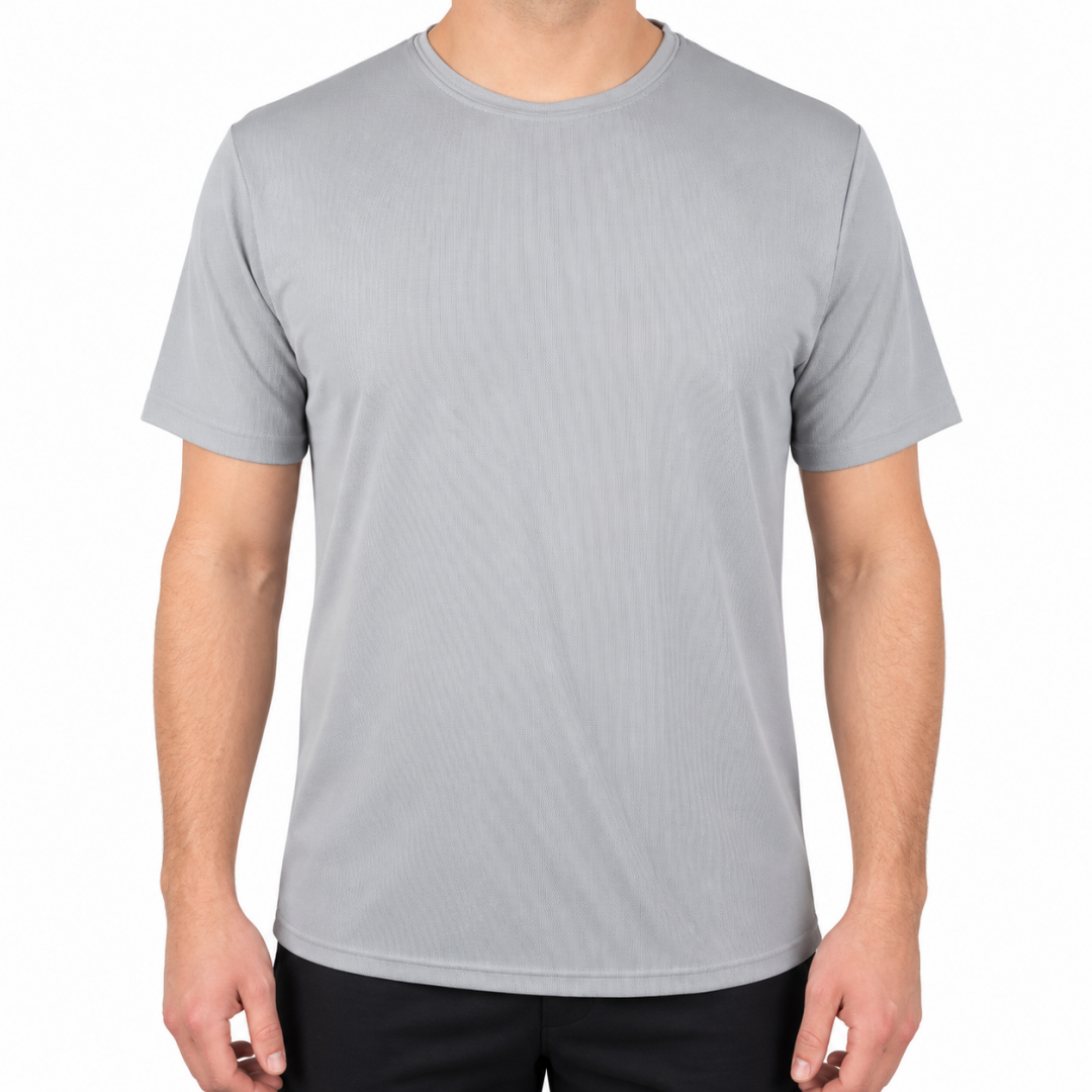 Sıfır Yaka T-shirt Gri - Dry Touch- Numune