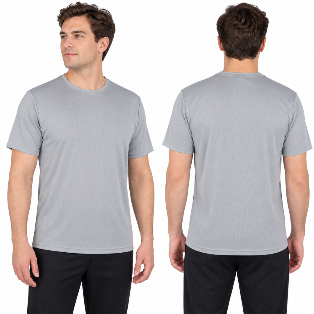 Sıfır Yaka T-shirt Gri - Dry Touch- Numune
