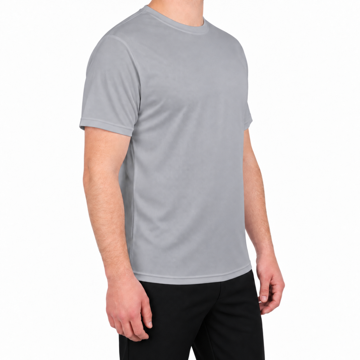 Sıfır Yaka T-shirt Gri - Dry Touch- Numune