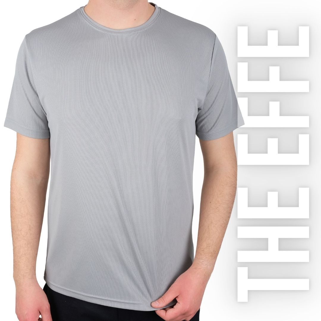 Sıfır Yaka T-shirt Gri - Toptan Dry Touch