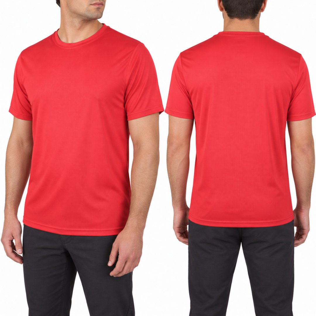 Sıfır Yaka T-shirt Kırmızı - Dry Touch- Numune