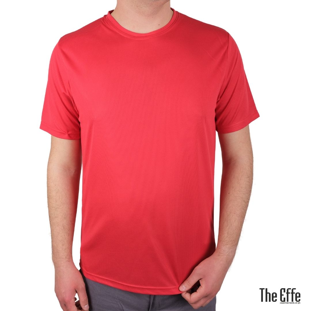 Sıfır Yaka T-shirt Kırmızı - Dry Touch- Numune