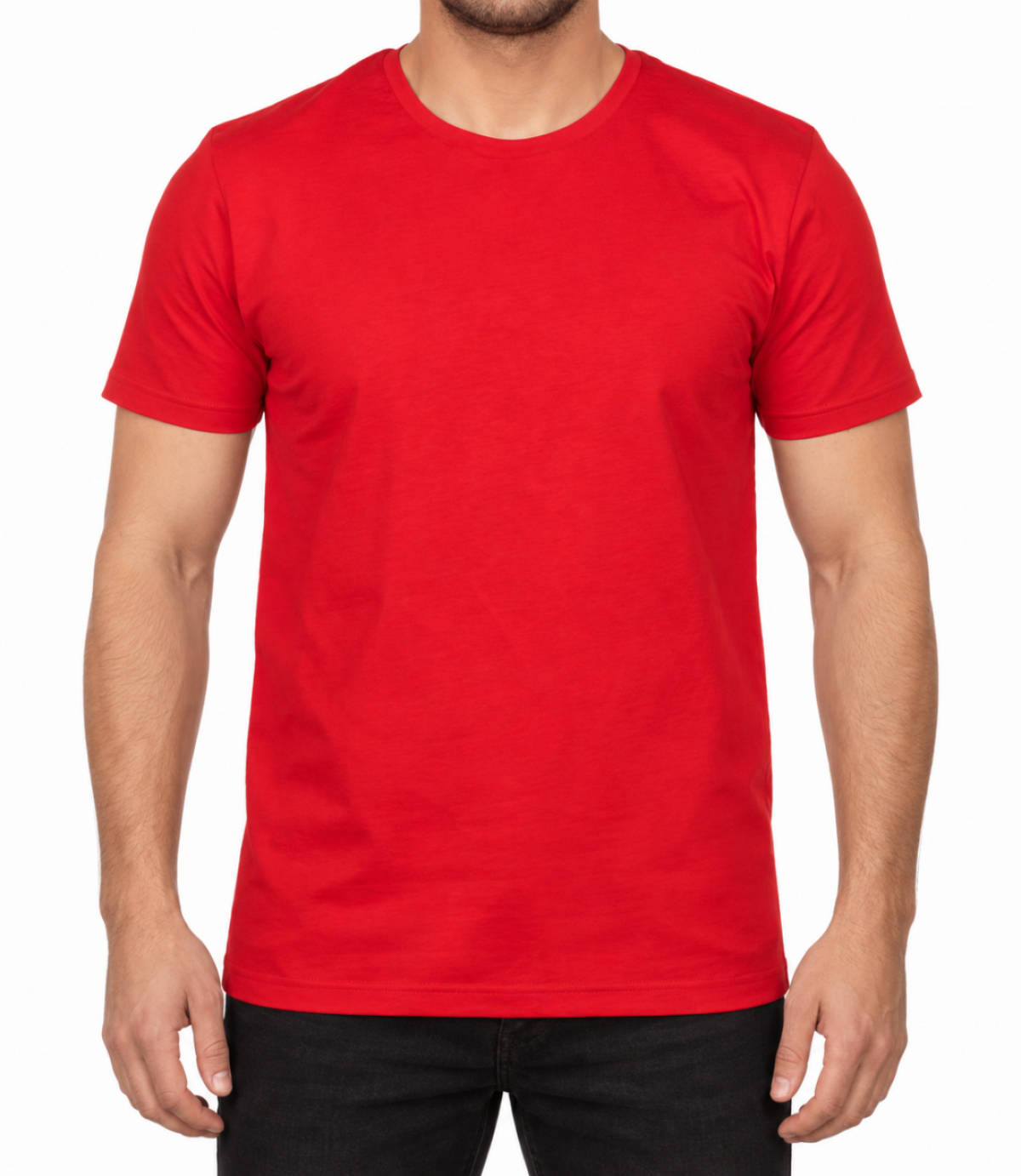 Sıfır Yaka T-shirt Kırmızı - Premium- Numune
