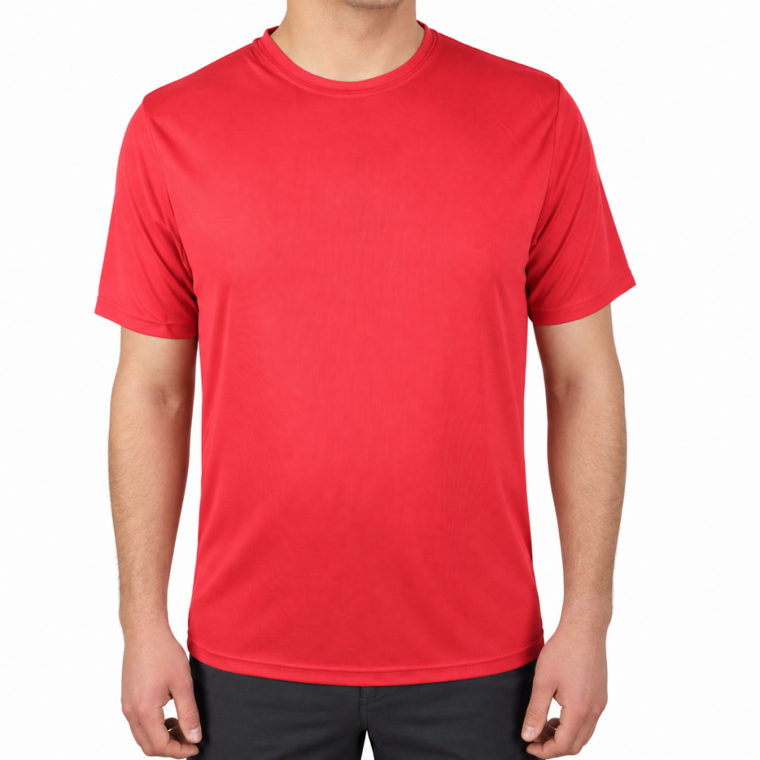 Sıfır Yaka T-shirt Kırmızı - Toptan Dry Touch