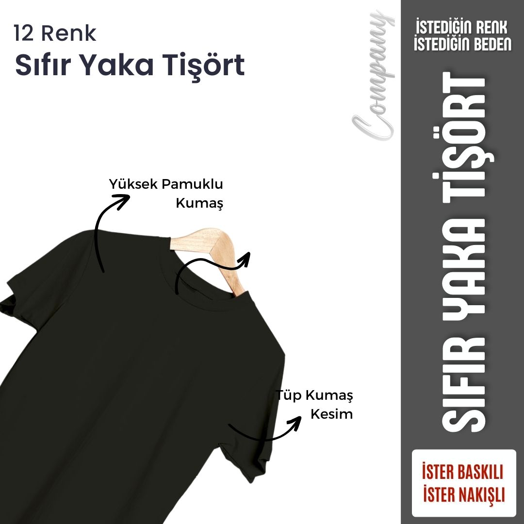 Sıfır Yaka T-shirt Lacivert - Company- Numune