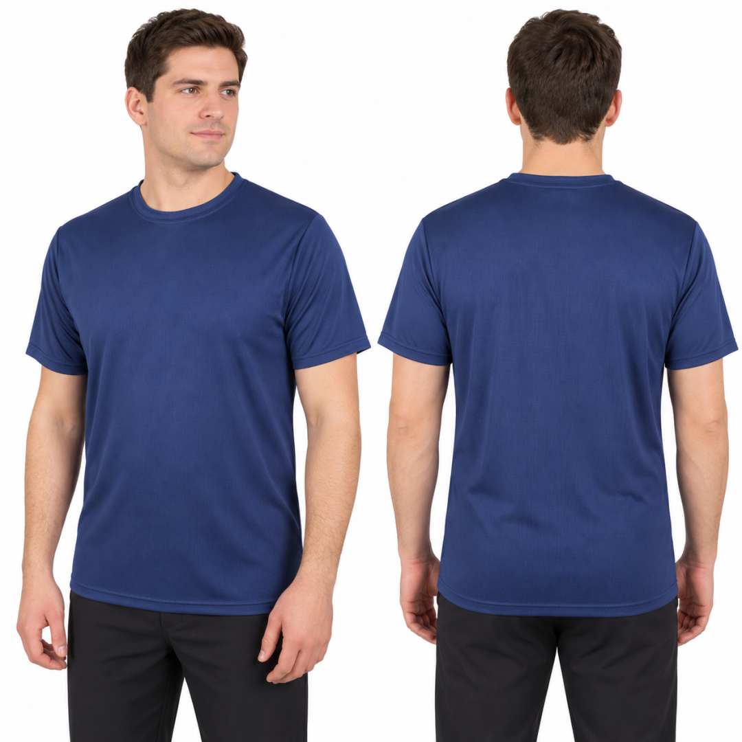 Sıfır Yaka T-shirt Lacivert - Toptan Dry Touch- Numune