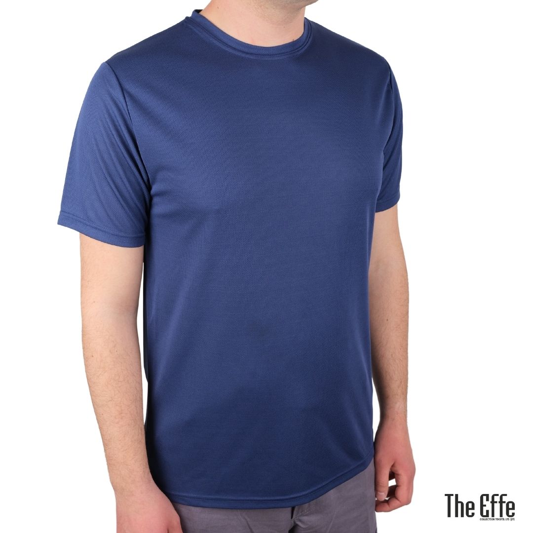 Sıfır Yaka T-shirt Lacivert - Toptan Dry Touch