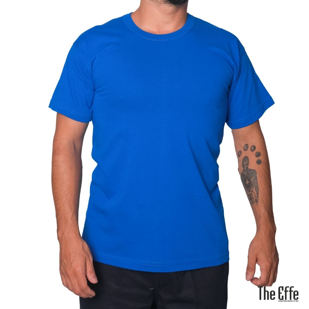 Sıfır Yaka T-shirt Saks Mavi - Company- Numune