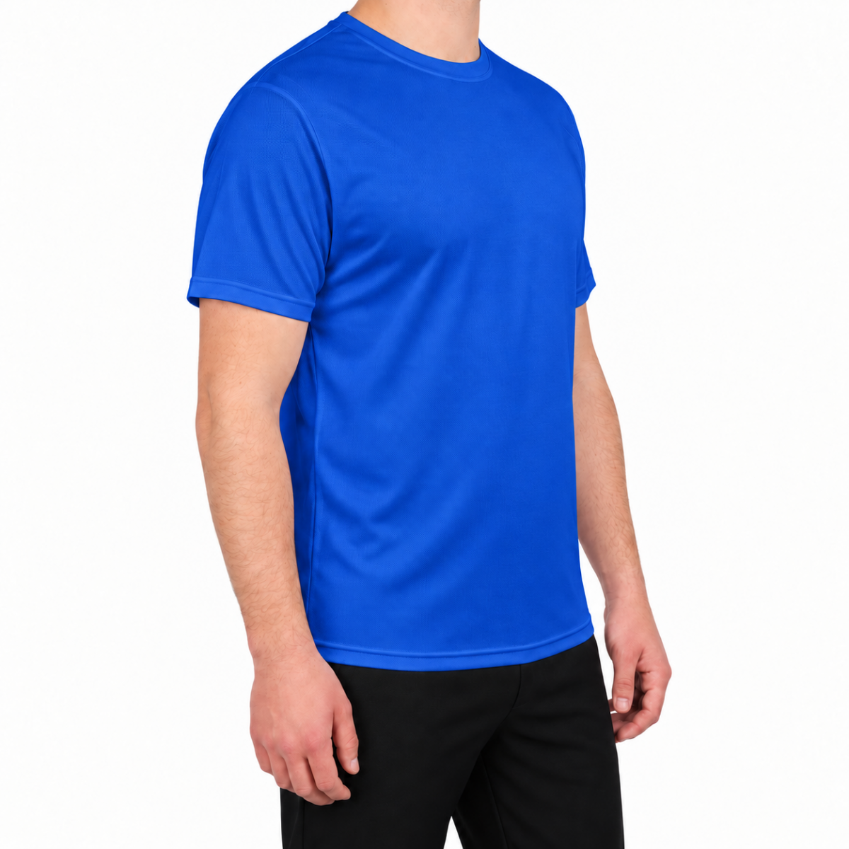 Sıfır Yaka T-shirt Saks Mavi - Dry Touch- Numune