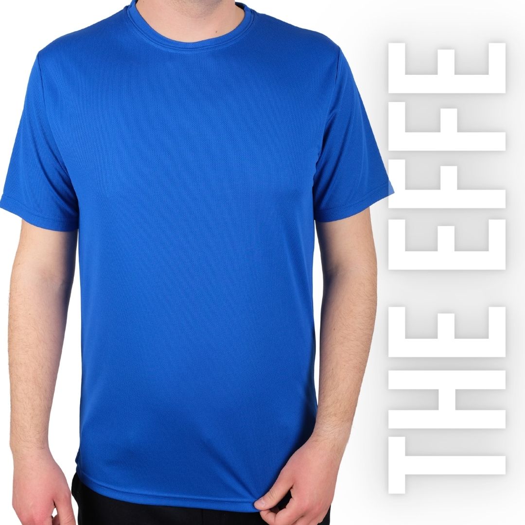 Sıfır Yaka T-shirt Saks Mavi - Toptan Dry Touch