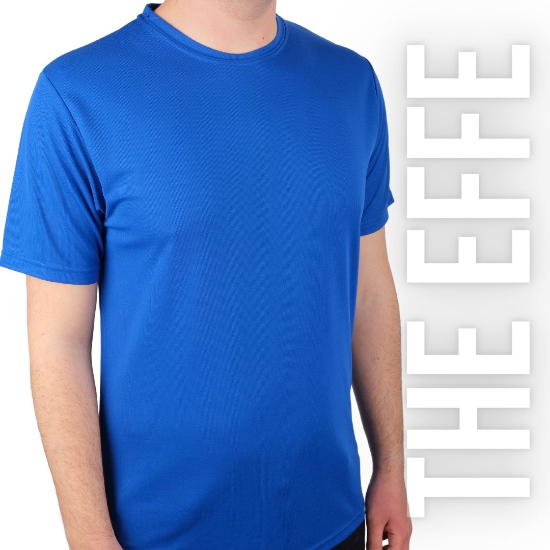 Sıfır Yaka T-shirt Saks Mavi - Toptan Dry Touch