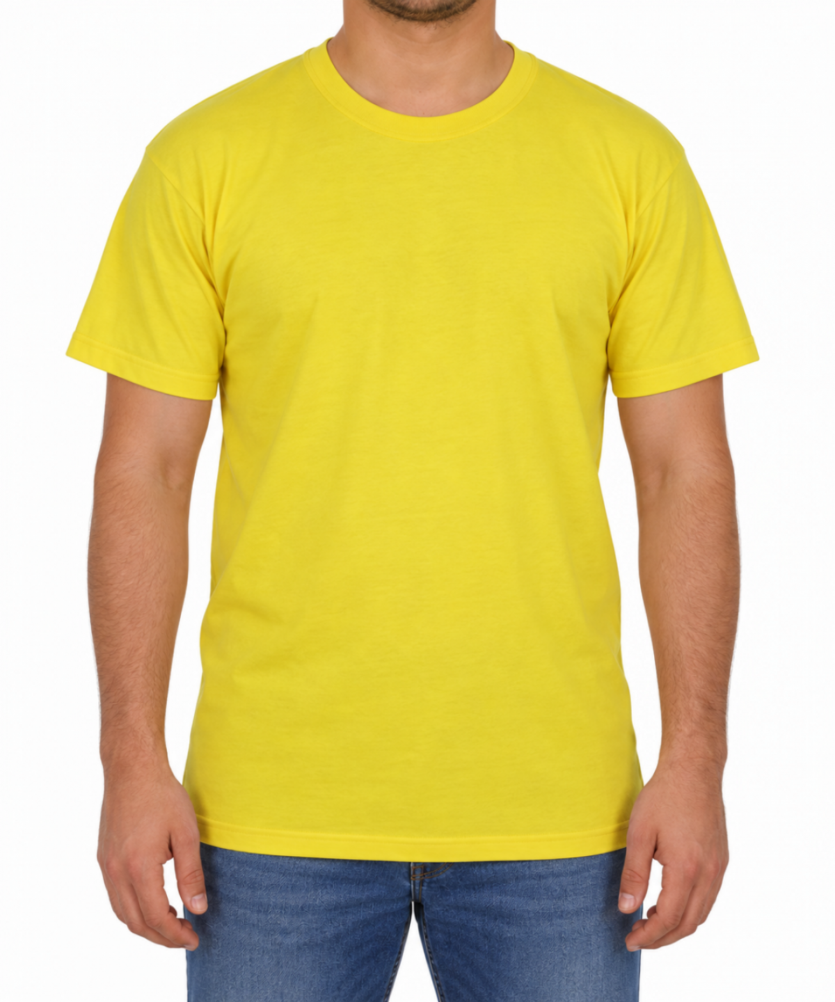 Sıfır Yaka T-shirt Sarı - Basic (Promosyon)- Numune