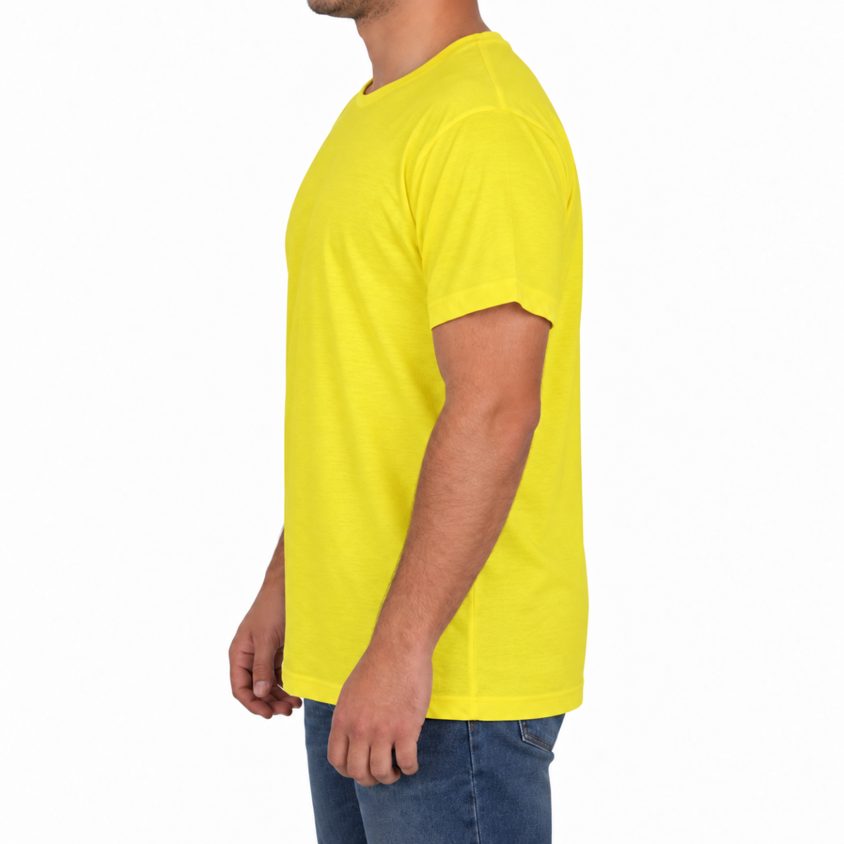 Sıfır Yaka T-shirt Sarı - Basic (Promosyon)- Numune