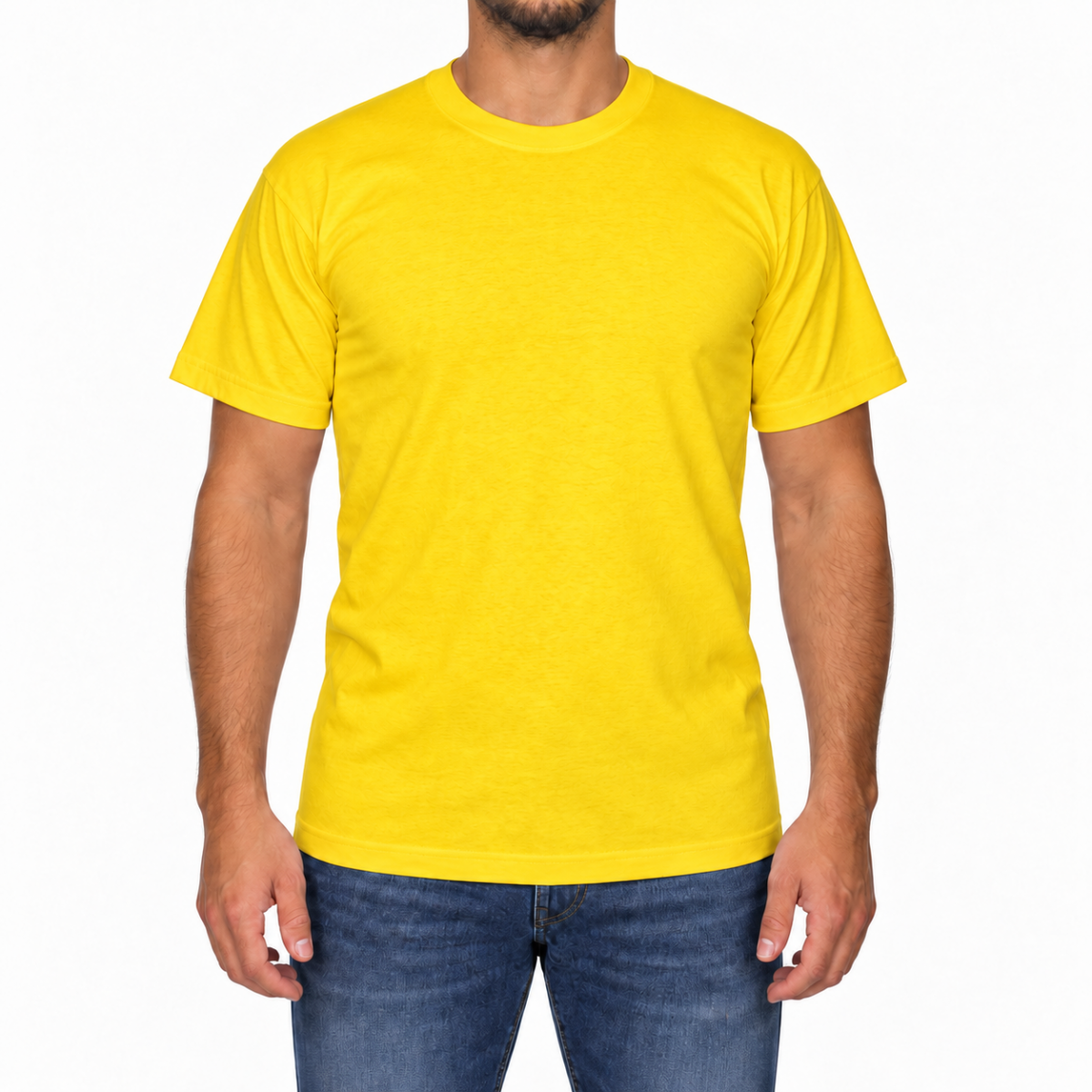 Sıfır Yaka T-shirt Sarı - Company- Numune