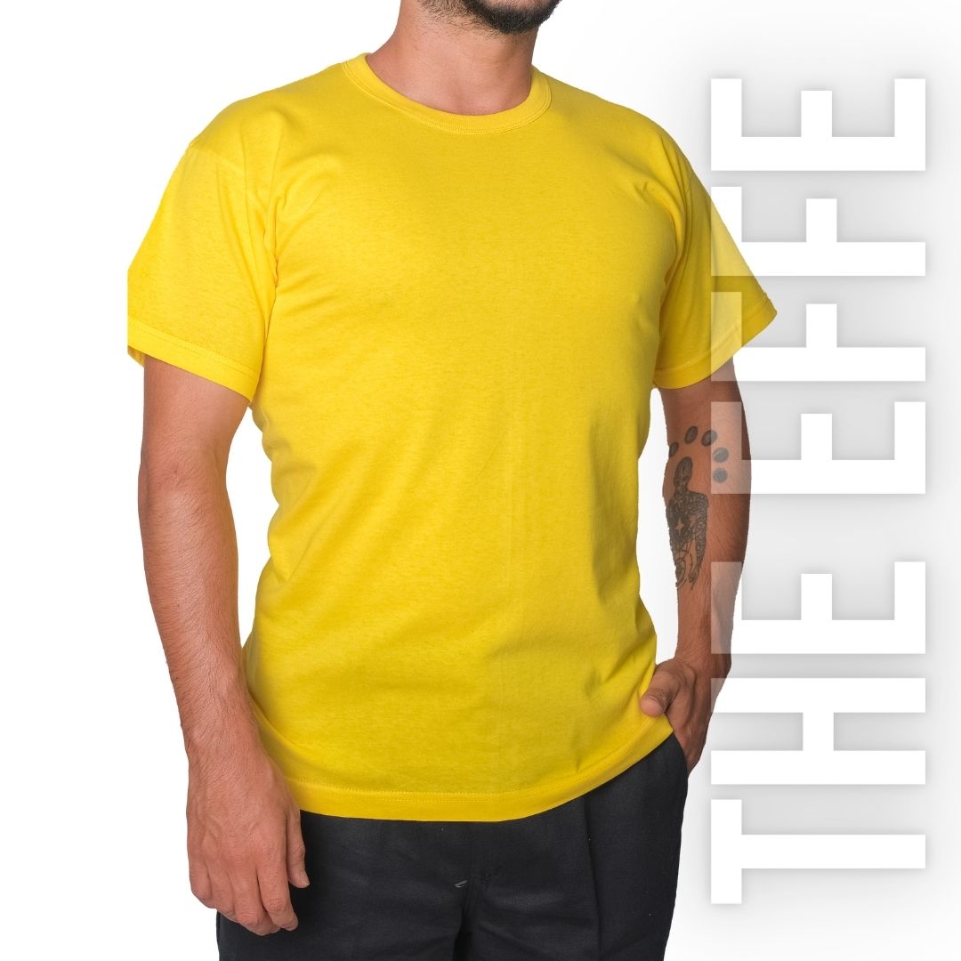 Sıfır Yaka T-shirt Sarı - Toptan Company