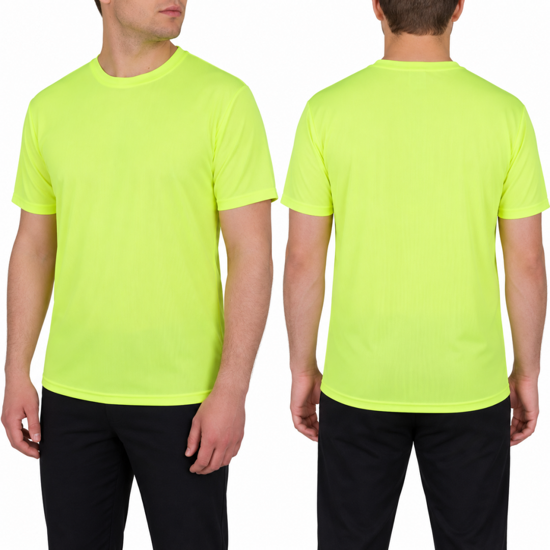 Sıfır Yaka T-shirt Sarı - Toptan Dry Touch