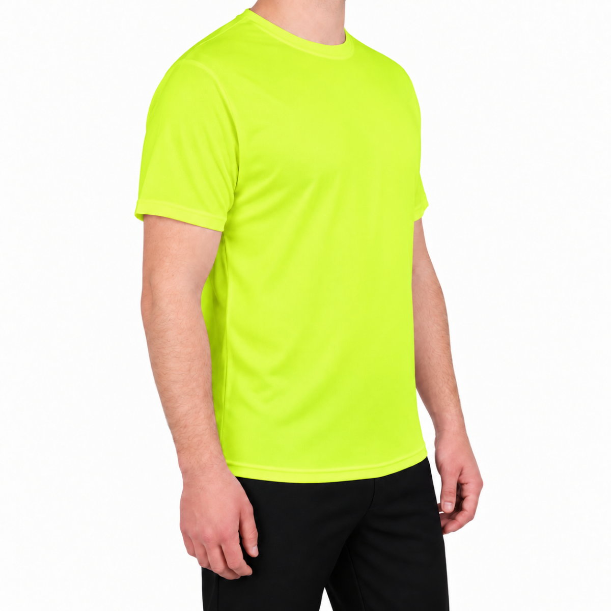 Sıfır Yaka T-shirt Sarı - Toptan Dry Touch