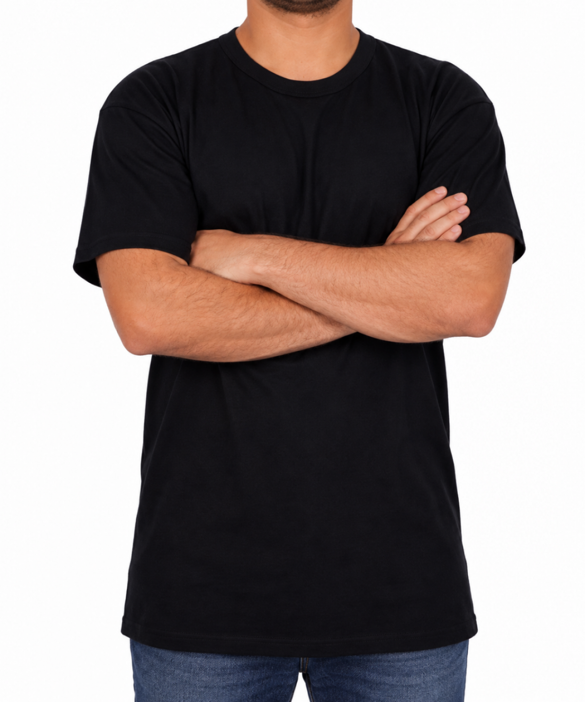 Sıfır Yaka T-shirt Siyah - Basic (Promosyon)- Numune