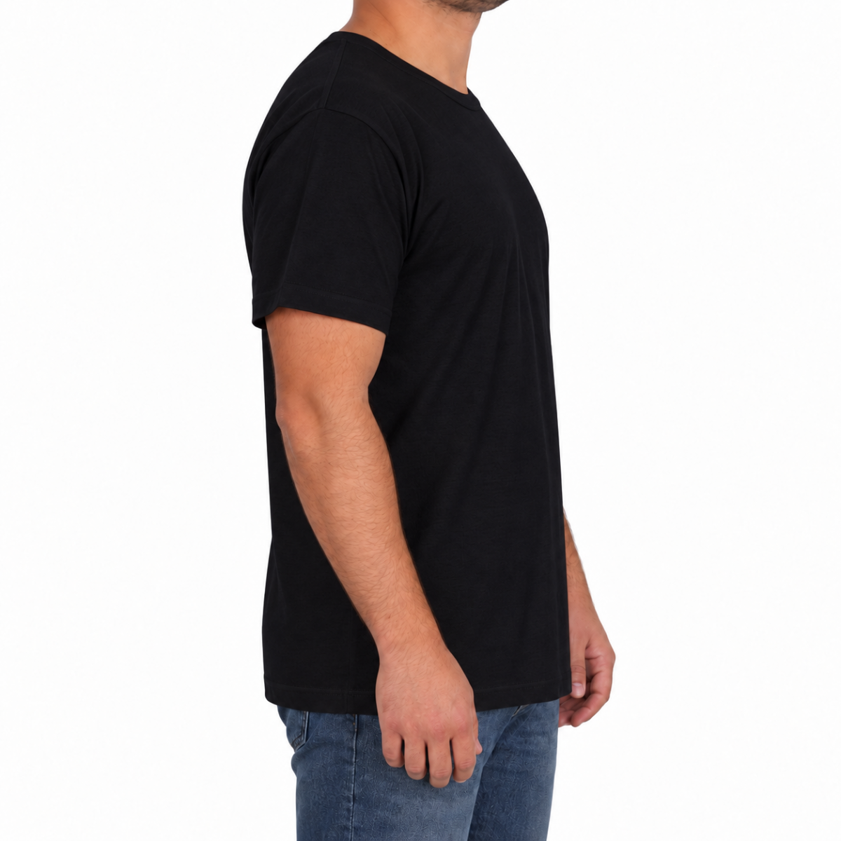 Sıfır Yaka T-shirt Siyah - Basic (Promosyon)- Numune