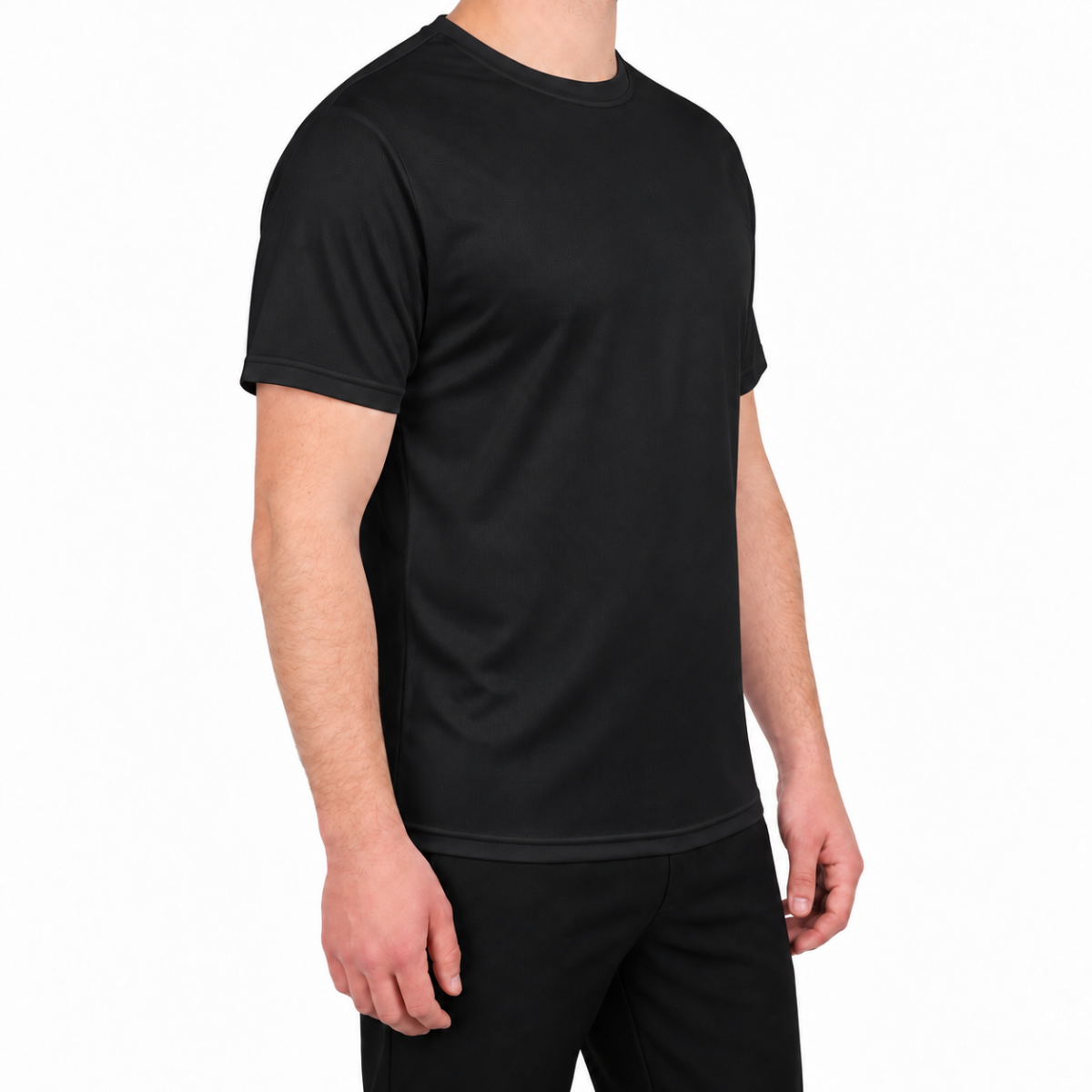 Sıfır Yaka T-shirt Siyah - Dry Touch- Numune
