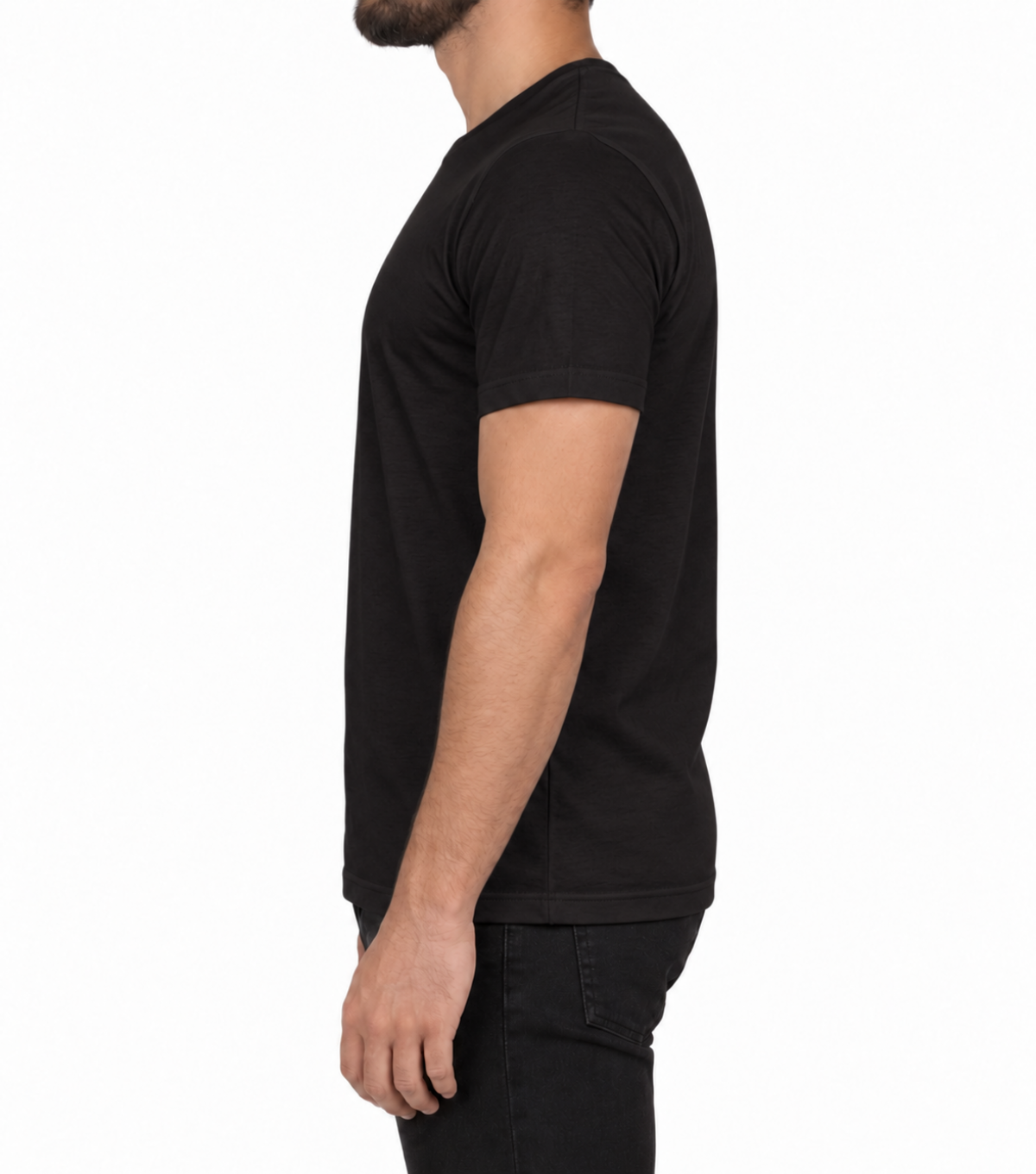 Sıfır Yaka T-shirt Siyah - Premium- Numune