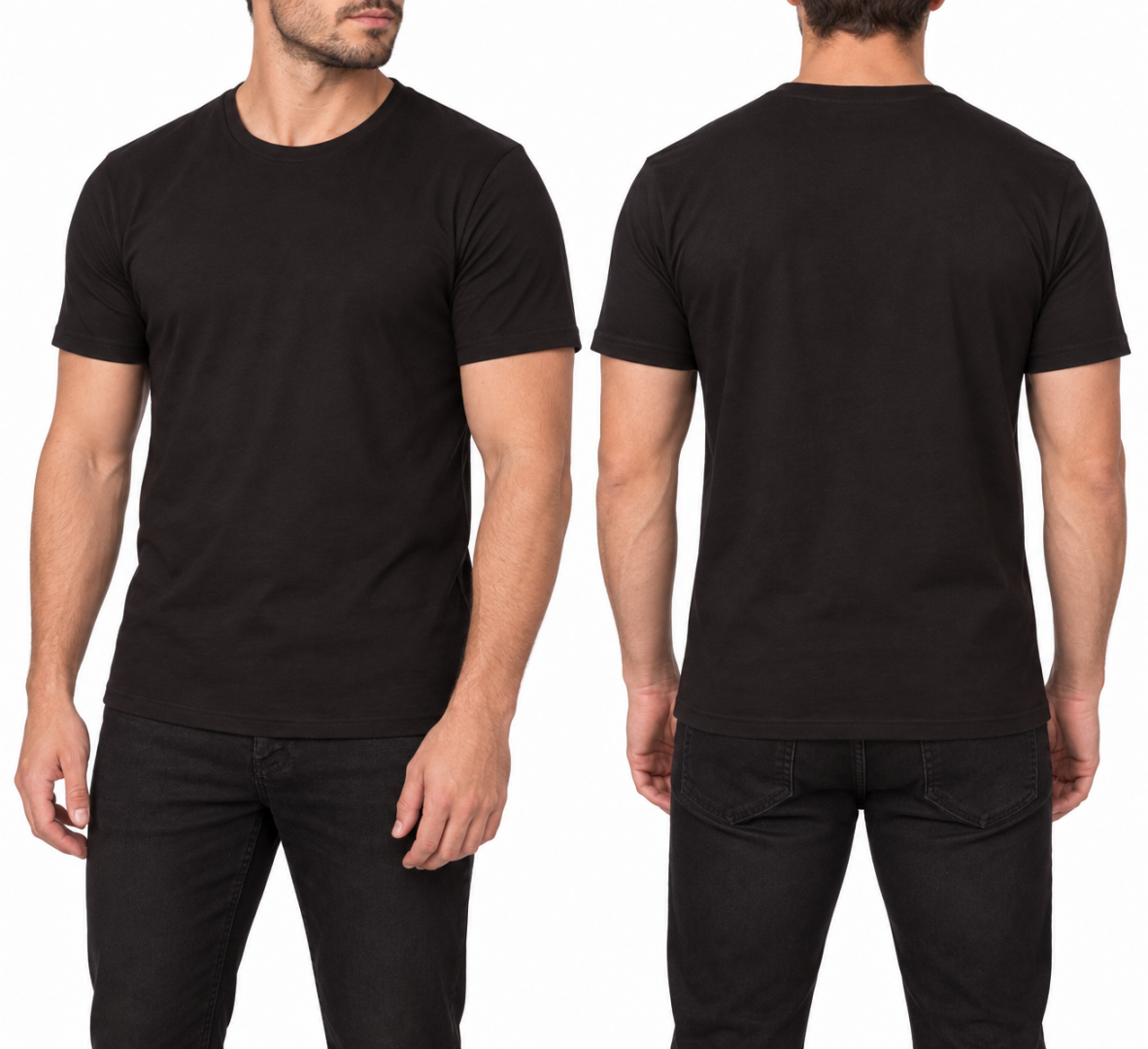 Sıfır Yaka T-shirt Siyah - Toptan Premium