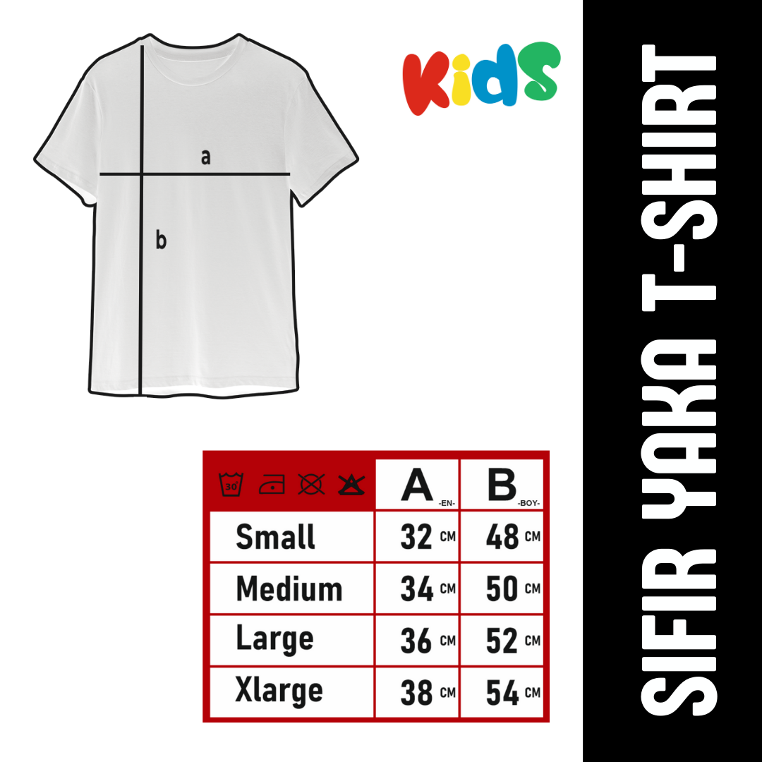 Sıfır Yaka T-shirt - Toptan Çocuk Atatürk Baskılı -Turkuaz