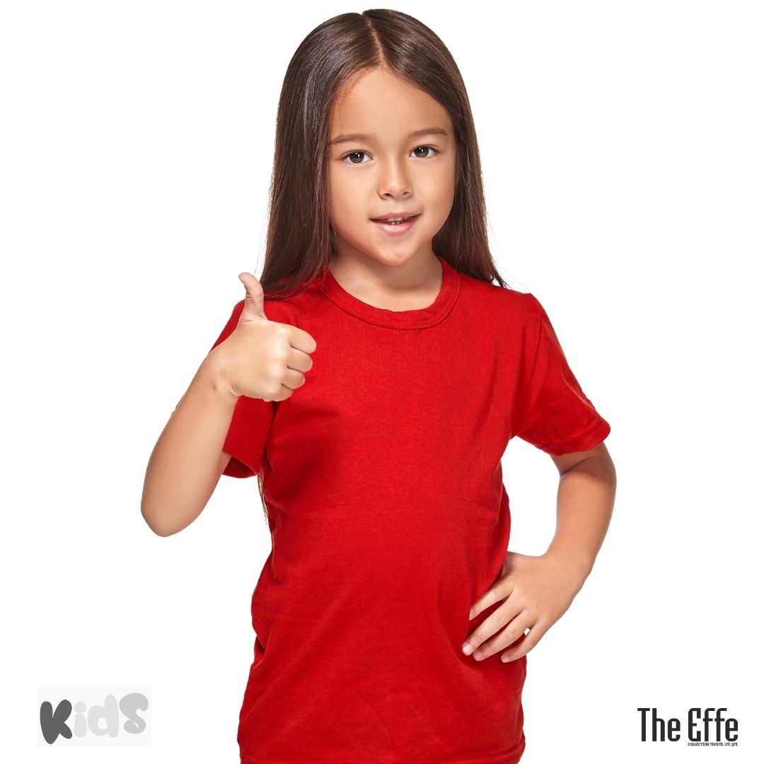 Sıfır Yaka T-shirt -Toptan Çocuk Kırmızı Sıfır Yaka T-shirt -Toptan Çocuk Kırmızı