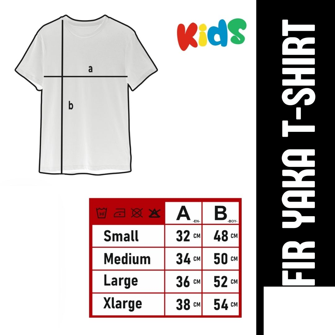 Sıfır Yaka T-shirt - Toptan Çocuk Türk Bayrağı Baskılı - Sarı
