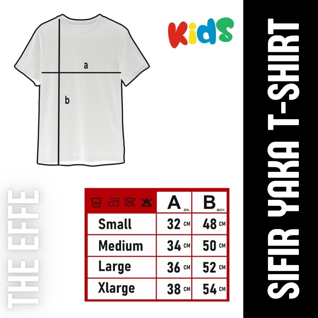 Sıfır Yaka T-shirt -  Toptan Çocuk Türk Bayrağı Baskılı - Siyah