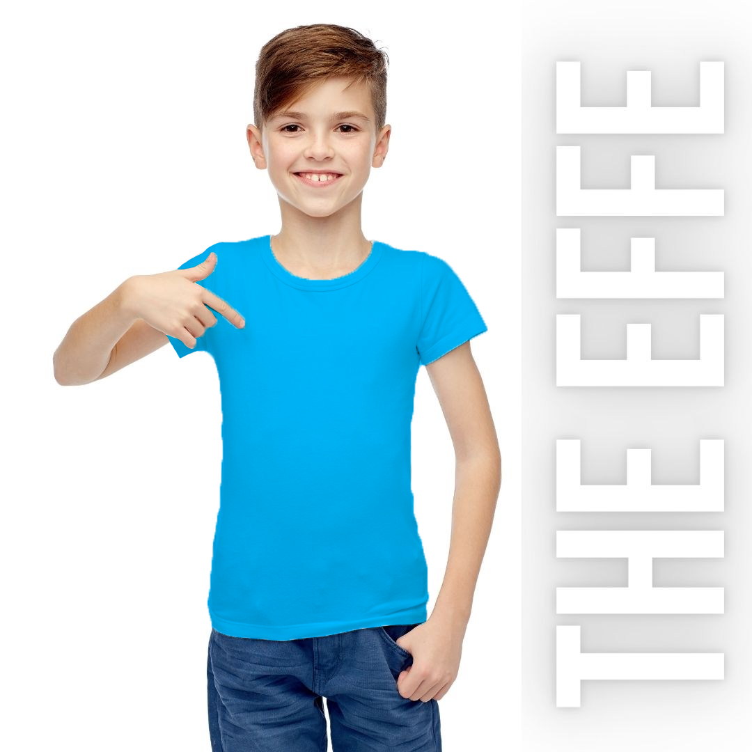 Sıfır Yaka T-shirt -Toptan Çocuk Turkuaz