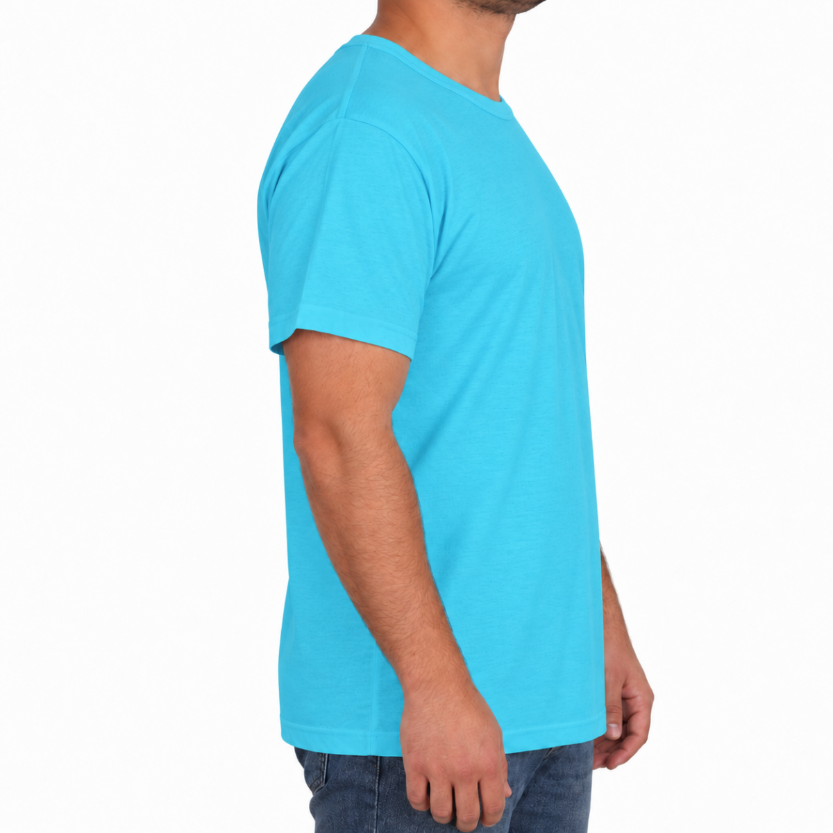 Sıfır Yaka T-shirt Turkuaz  - Basic (Promosyon)- Numune