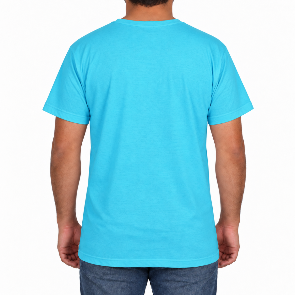 Sıfır Yaka T-shirt Turkuaz  - Basic (Promosyon)- Numune