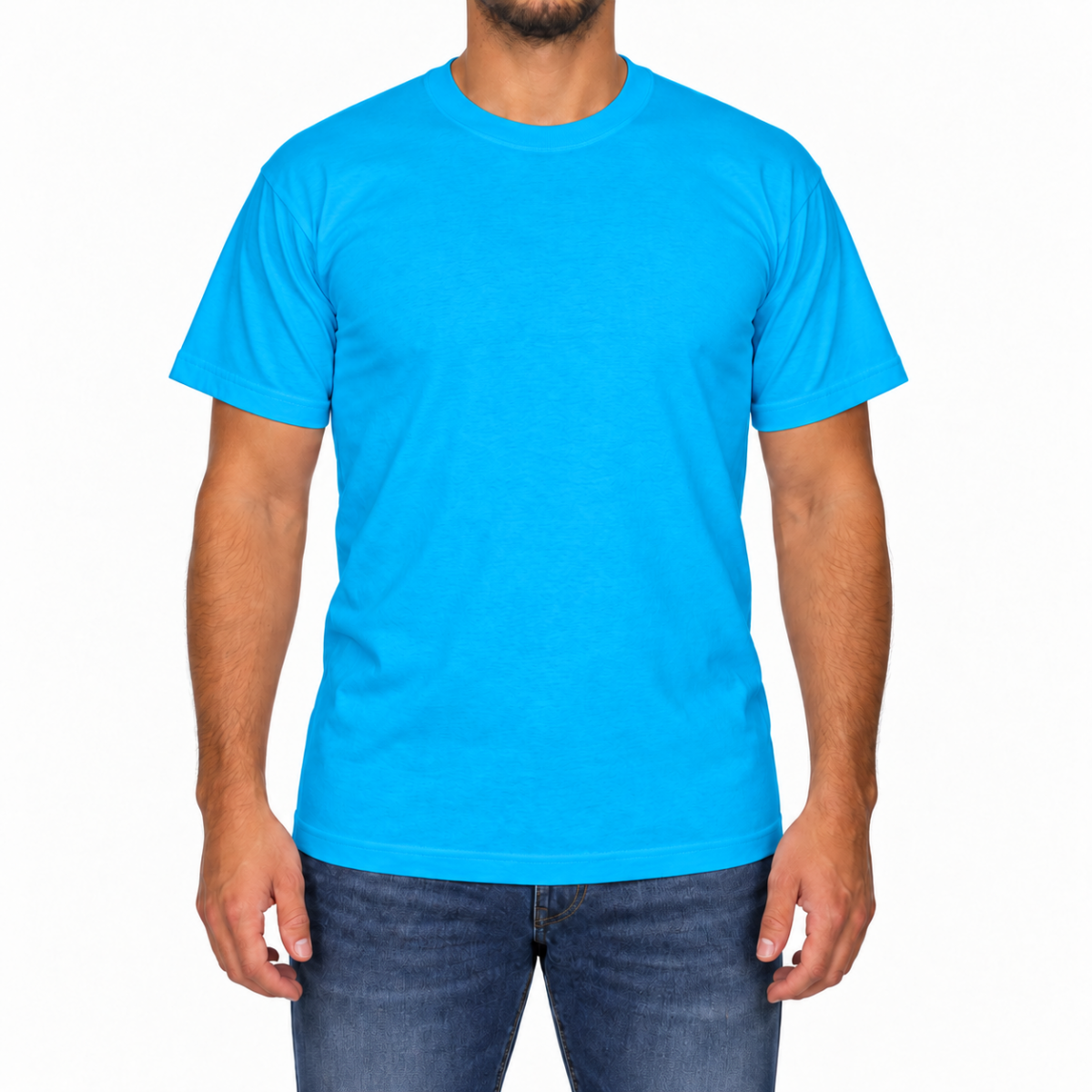 Sıfır Yaka T-shirt Turkuaz - Toptan Company
