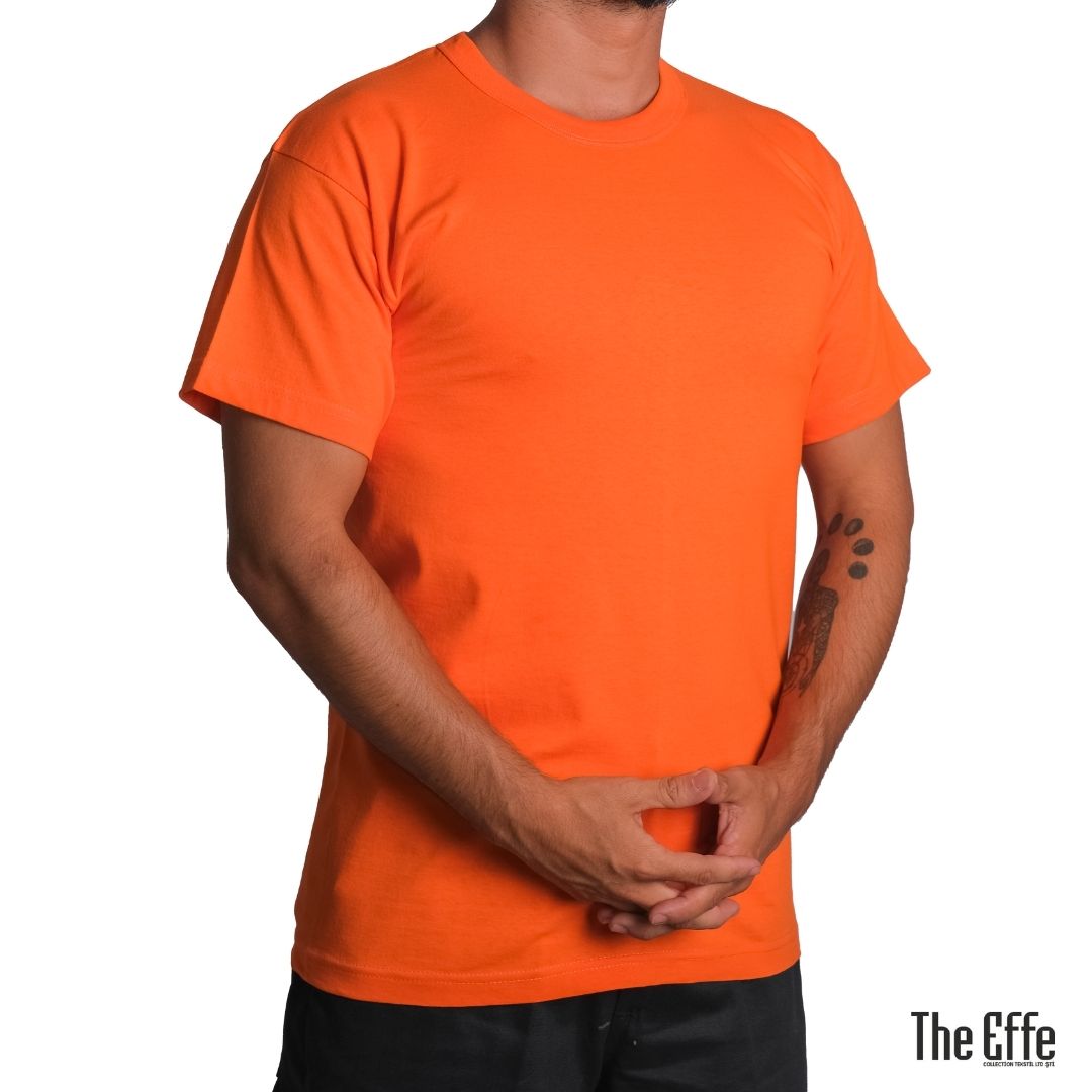 Sıfır Yaka T-shirt Turuncu - Company- Numune