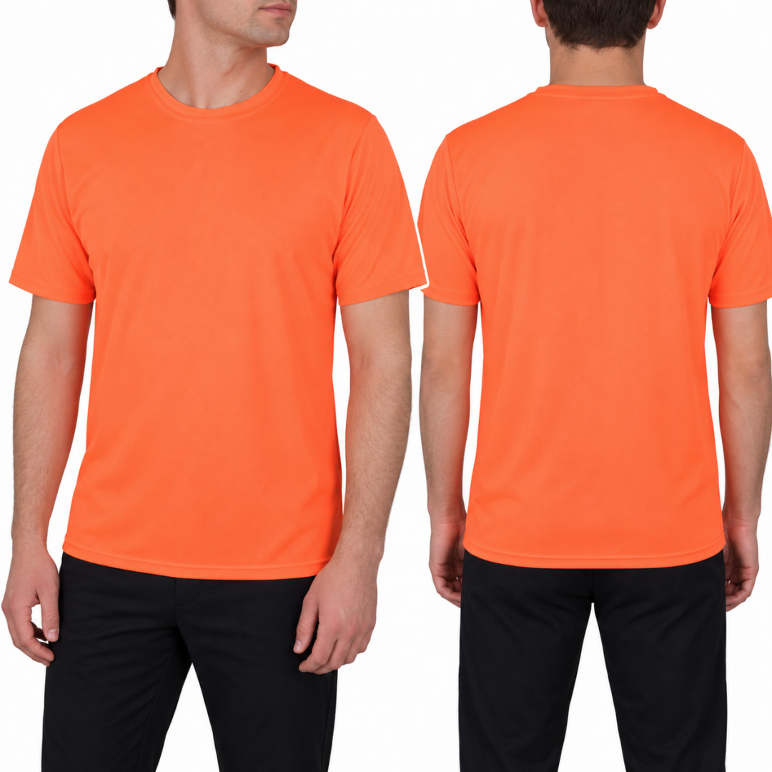 Sıfır Yaka T-shirt Turuncu- Toptan Dry Touch