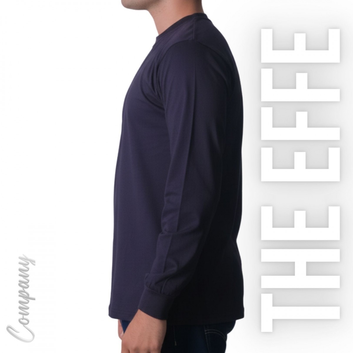 Sıfır Yaka Uzun Kol T-shirt Lacivert - Toptan Company