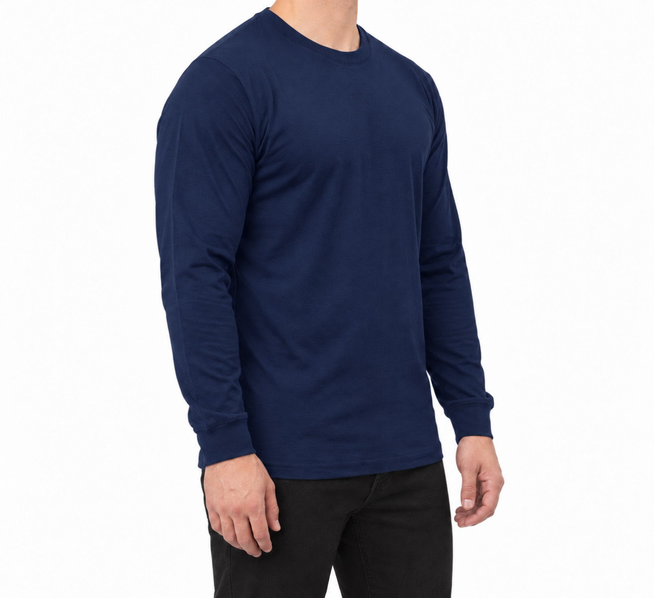 Sıfır Yaka Uzun Kol T-shirt Lacivert - Toptan Company
