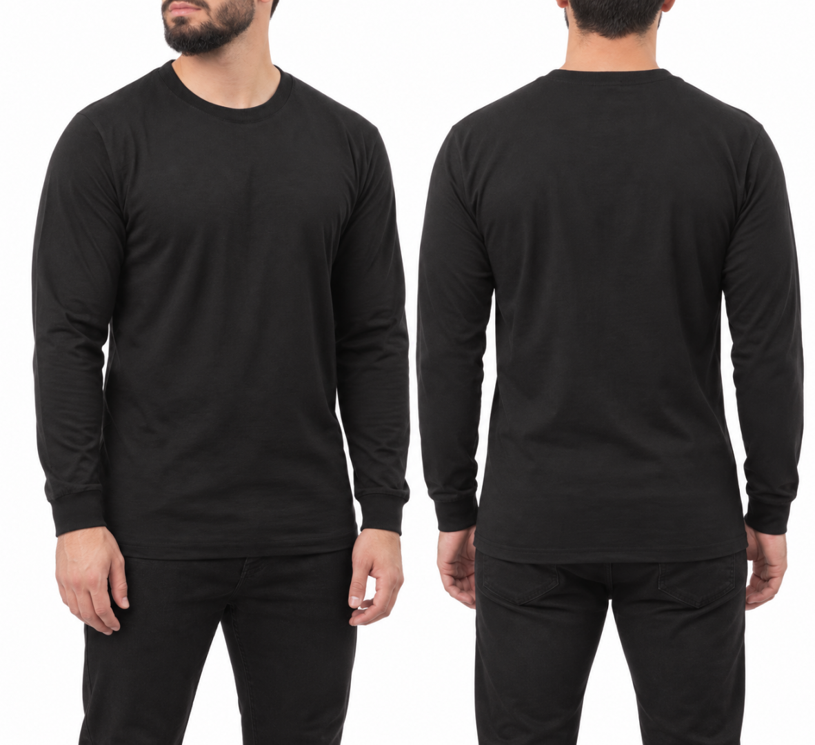 Sıfır Yaka Uzun Kol T-shirt Siyah - Toptan Company