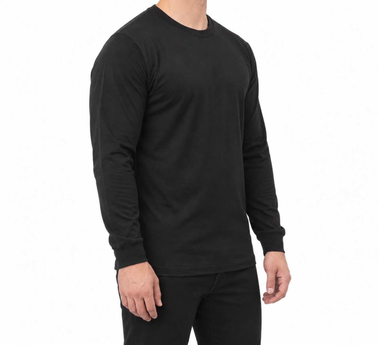 Sıfır Yaka Uzun Kol T-shirt Siyah - Toptan Company