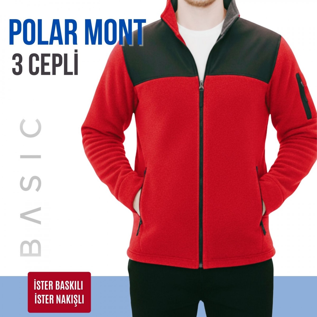 Softshelli Polar Mont 3 Cepli / Kırmızı - İş Kıyafeti- Numune