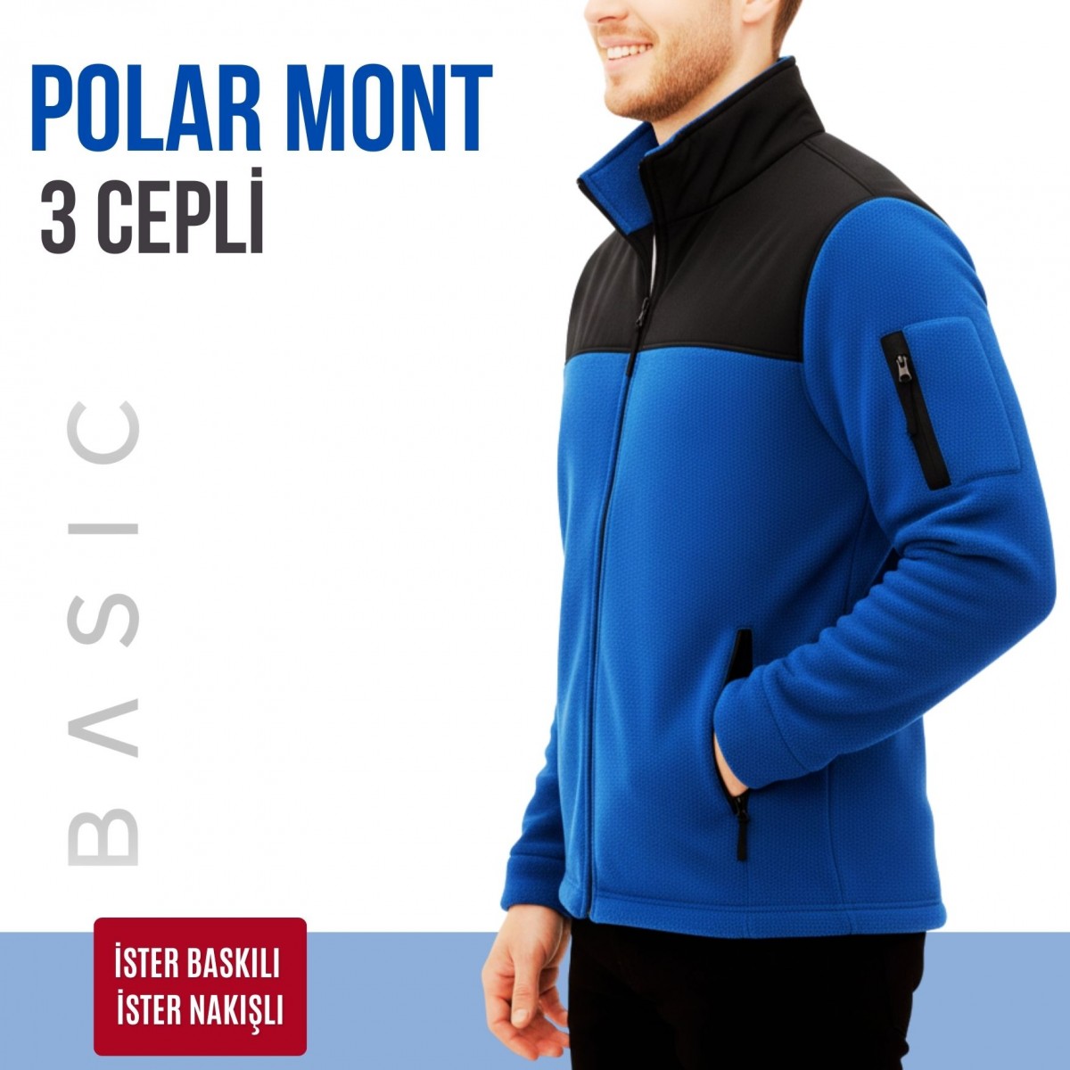 Softshelli Polar Mont 3 Cepli / Saks Mavi - İş Kıyafeti- Numune