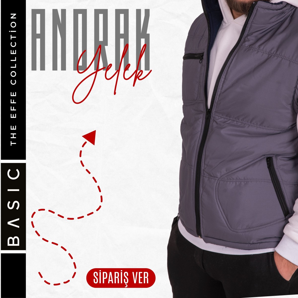 Yelek Anorak Gri - Toptan İş Kıyafeti