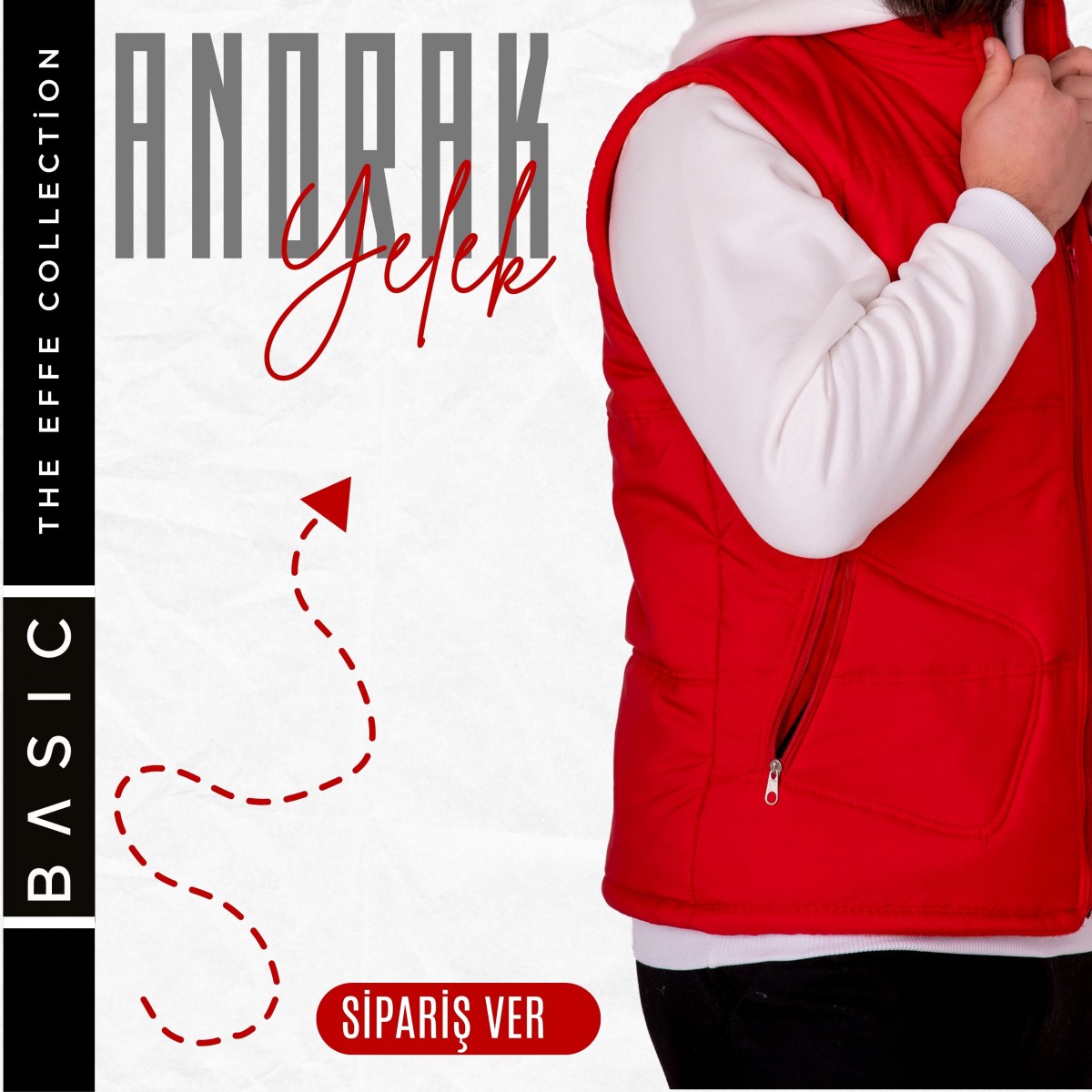 Yelek Anorak Kırmızı - Toptan İş Kıyafeti
